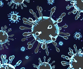 Coronavirus 2019-nCov novel coronavirus concept. Microscope virus close up. 3d rendering.