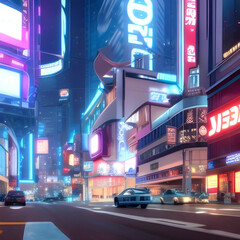 traffic in the city at night beautiful highly detailed futuristic hyper-realistic city unique art Generative AI