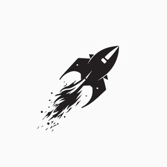 Fototapeta premium Fly High with this Black Rocket Logo on a White Background