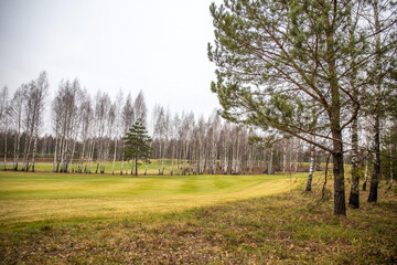 golf course in the cold season of spring and autumn