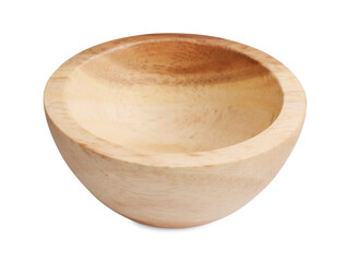 One new wooden bowl on white background