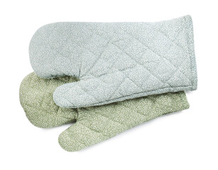 Oven gloves for hot dishes isolated on white, top view