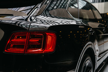 Detail of car rear spoiler carbon fiber texture
