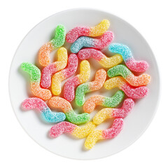 Sour tasting colorful gummy worms
