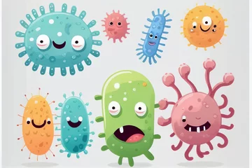 Fotobehang cartoon germs and viruses on white background © Mari