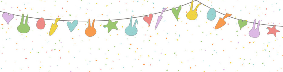 Easter bunting banner, cute vector spring celebration illustration with copy space