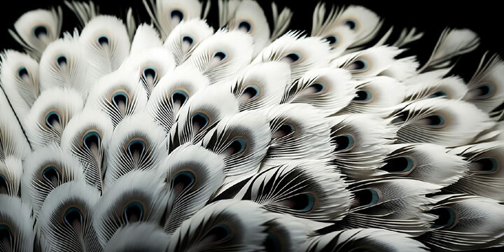 arri&egrave;re-plan rempli de plumes de paon blanches - illustration ia