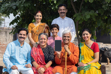 Portrait of Happy Indian and Asian Family.