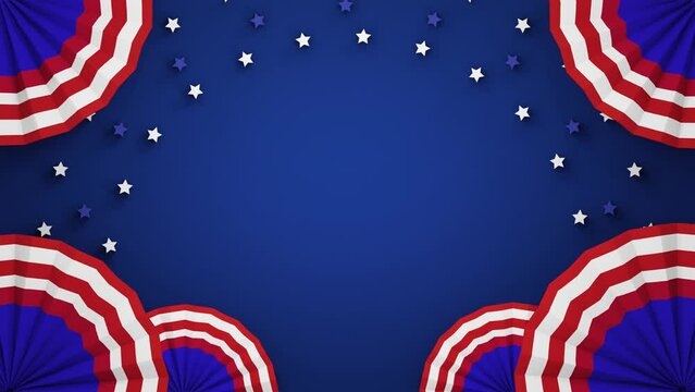 Circle flag America president day background with star motion, 4k resolution