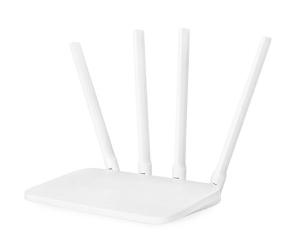New modern Wi-Fi router isolated on white