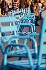 Blue chairs on the Croisette in Cannes
