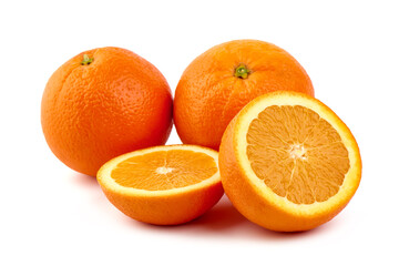 Oranges, isolated on white background.