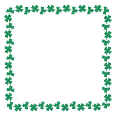 Saint Patrick's day square background. Green leaves of clover frame. Isolated on a transparent background. Great for greeting card, poster and web.