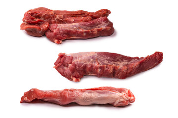 Raw pork tenderloin isolated on a white background.