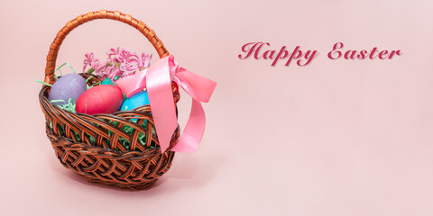 Easter eggs in basket