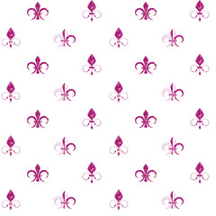 Fleur De Lis seamless pattern Purple and gold design element Stylized illustration