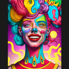 Obraz na płótnie Canvas circus clown with a mask. Generative AI .