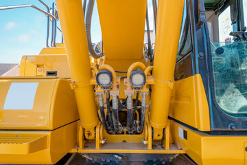 Close up of  fitted to excavator cabin