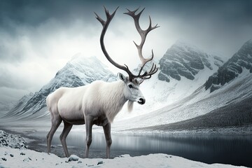 elk in the snow, ai generated