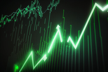 Stock market chart with green going up indicating 
 Generative AI