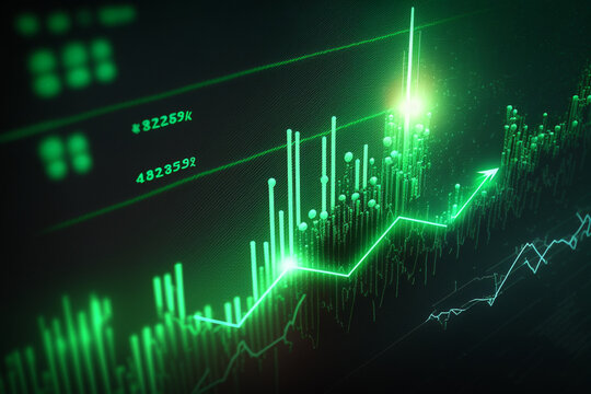 Stock market chart with green going up indicating Generative AI