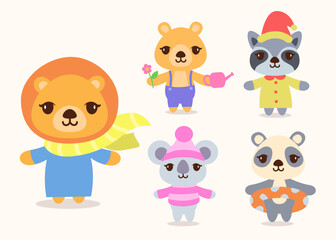Obraz na płótnie Canvas bundle of lovely animal cartoon mascot characters collection