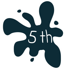Ordinal number 5 th in the blot. Vector illustration