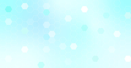 Abstract medical background, blue gradient with geometric honeycombs. Beautiful vector illustration with space for copy. Medical banner with text space