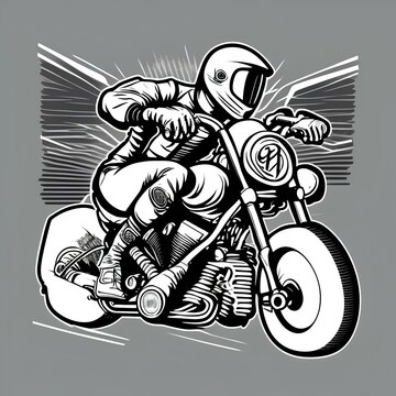 motorcycle rider black and white action clip art preview
