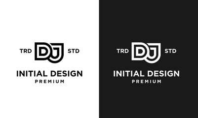 DJ Initial design letter template logo