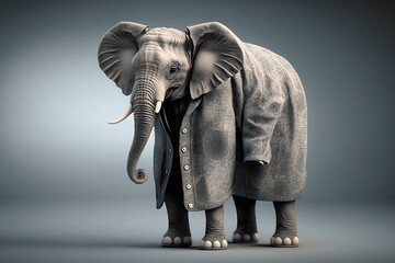 Fototapeta na wymiar Portrait of a Elephant in Formal Business Suit, Ai Generative