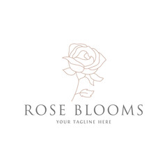 Rose logo, Wedding logo, Botanical trendy vector illustration Floral logo design for wedding invitation, Thank you cards, save the date card, Vector illustration.