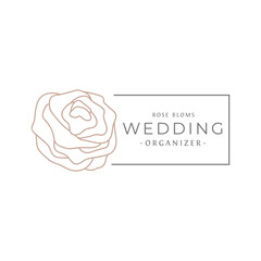 Rose logo, Wedding logo, Botanical trendy vector illustration Floral logo design for wedding invitation, Thank you cards, save the date card, Vector illustration.