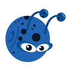 the purple alien head has antennae illustration