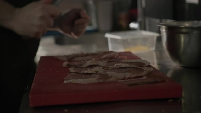 Raw Meat Steaks on KitchenTable Restaurant Food Prepration