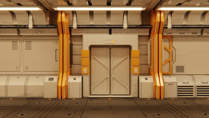 Futuristic architecture Sci-Fi spaceship hallway interior