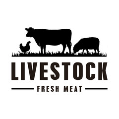livestock Farm animal, fresh meat logo design template Vector