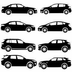 Fototapeta 
set of car side silhouettes, white background obraz