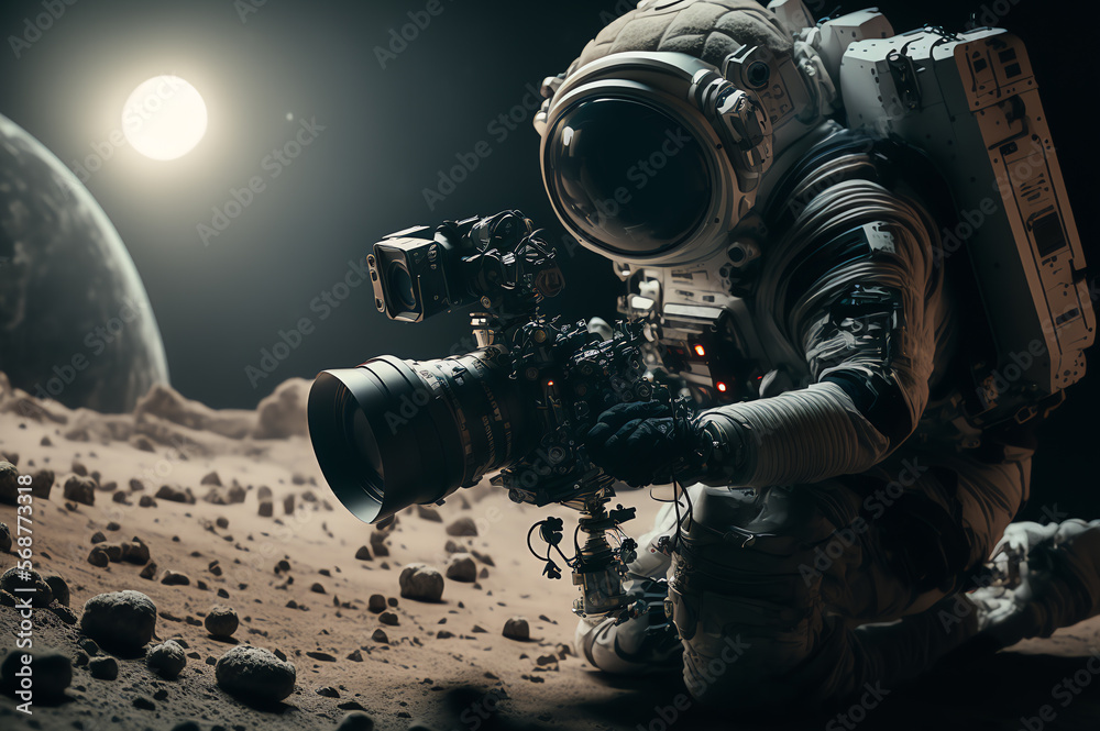 Canvas Prints space suits isolated on space background. ai generated.