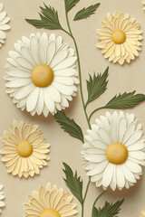 Flower daisies art paper cut style. Ai generated.