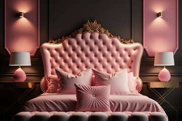 luxury pink princess bedroom made with generative ai