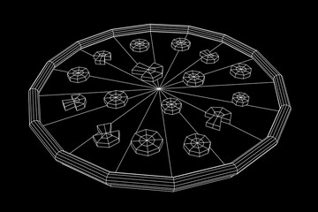 Fresh pizza. Wireframe vector