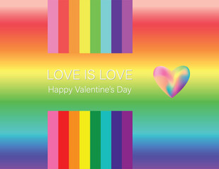 Happy Valentine's Day. LGBT. Rainbow flag. Template for background

