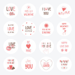 Valentine day labels and elements, Valentine gift labels, Love gift tags.