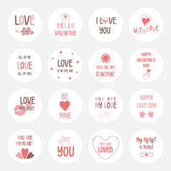 Valentine day labels and elements, Valentine gift labels, Love gift tags.