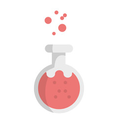 vector illustration of science flask with red liquid in round format
