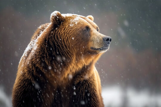 Kodiak bear wallpaper (Ursus arctos middendorffi) or Alaskan brown bear. Kodiak Archipelago in southwest Alaska. Generative AI.