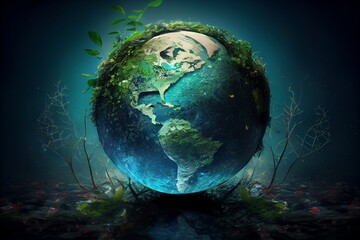 Obraz na płótnie Canvas Earth ecology - global perspective on environament. Generative AI