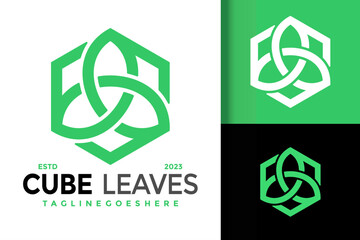 Nature Cube Leaf Logo Logos Design Element Stock Vector Illustration Template