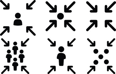 Gathering Point icon signs for people to meet in a safe place during emergency. Vector illustration signage.